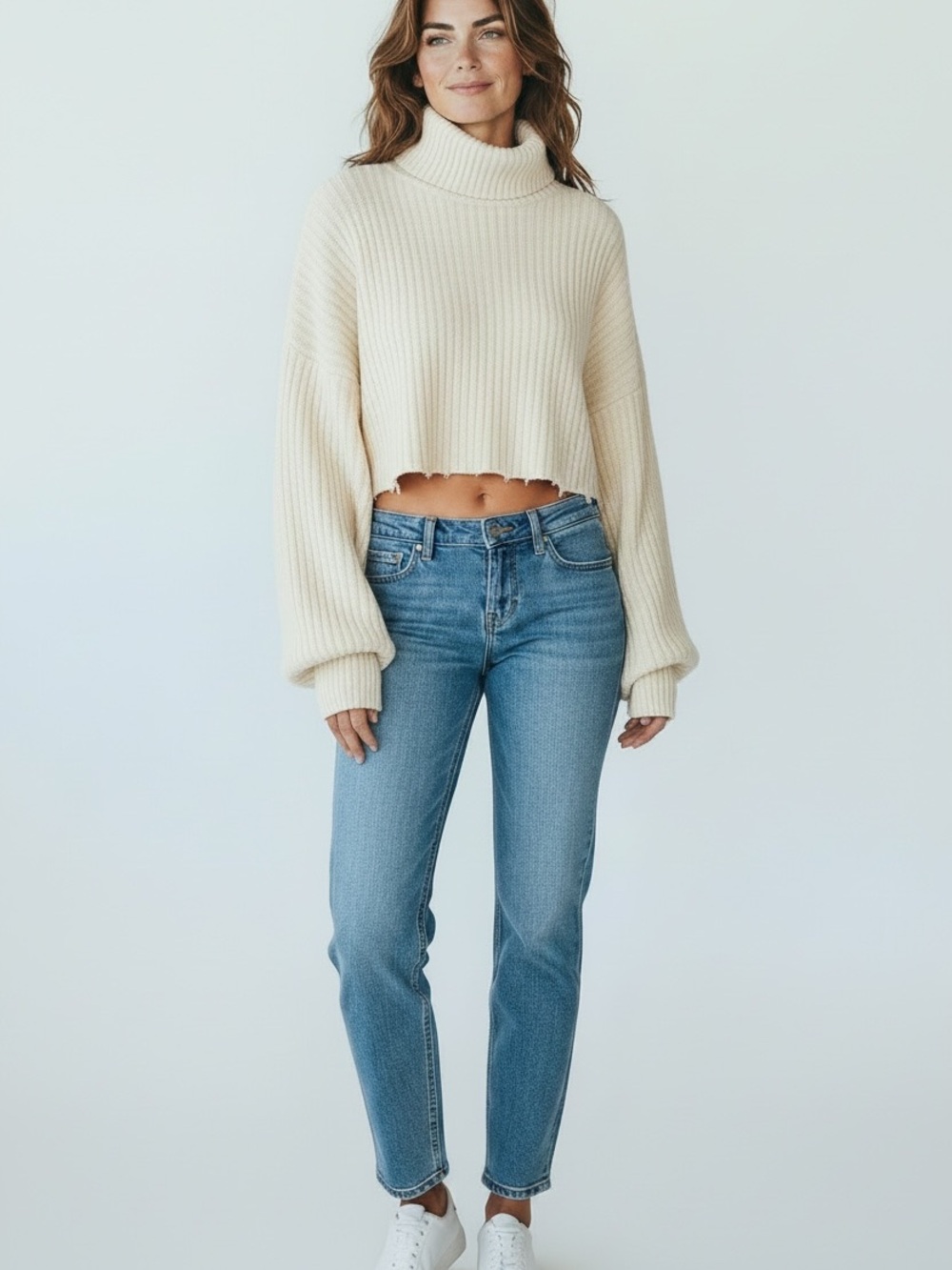 Raya by Cyrus Large Classic Ivory, Tuttle neck, sweater.